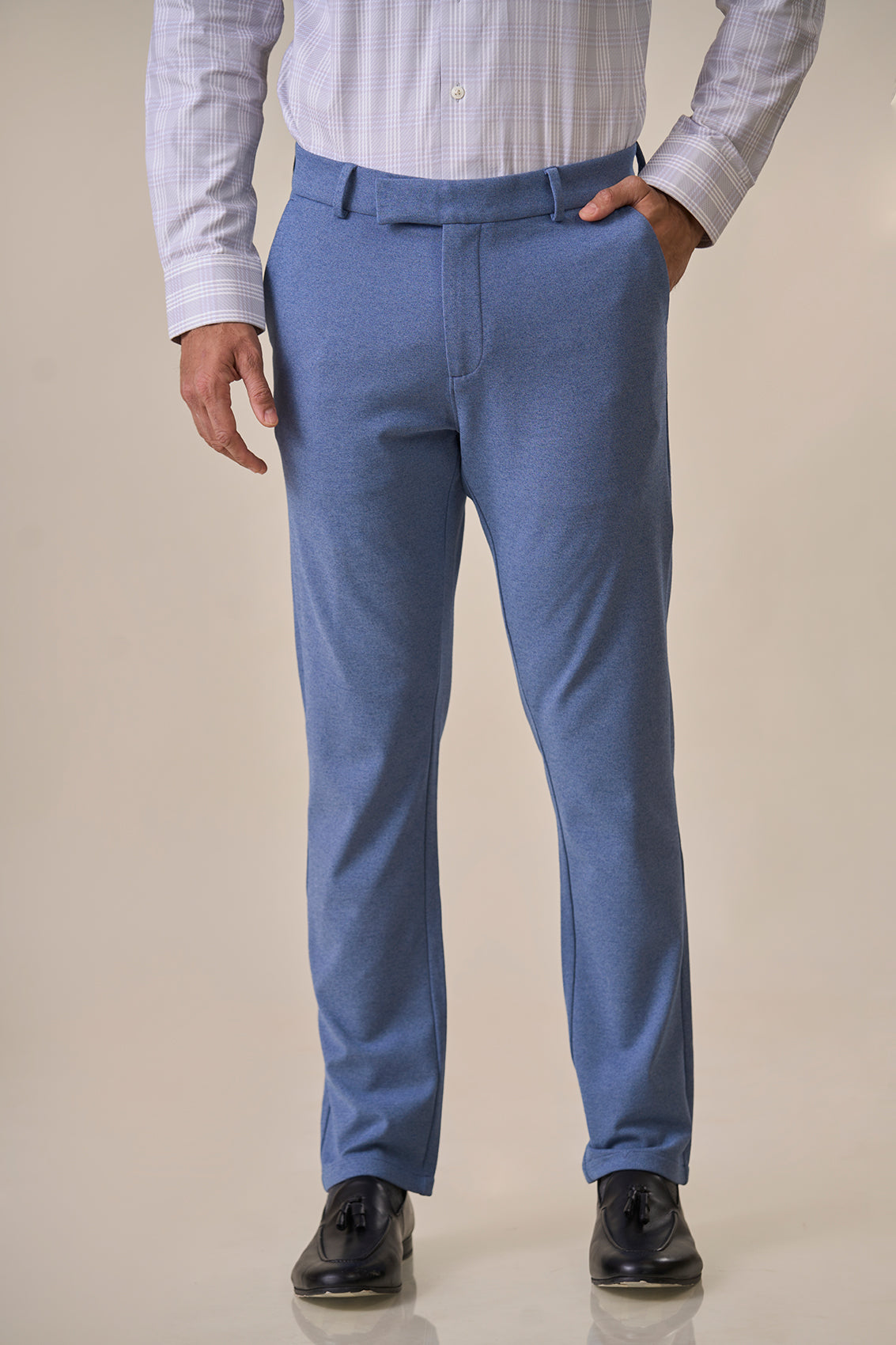 Blue Formal Knit Trousers