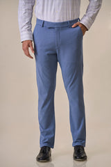Blue Formal Knit Trousers