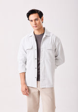 Ice Grey Cotton Linen Shacket
