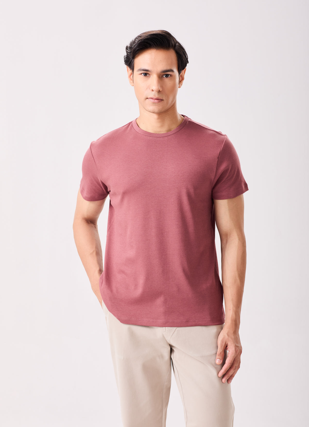 Rose Brown Pima Cotton Crew Neck T-shirt