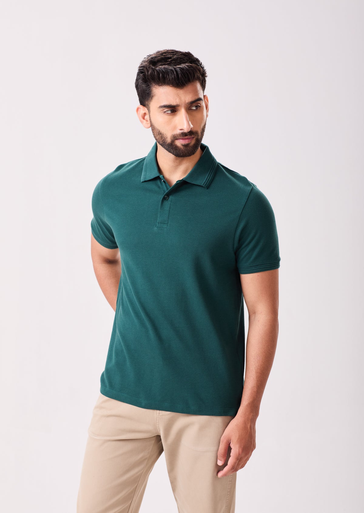 Teal Green Cotton Polo Shirt