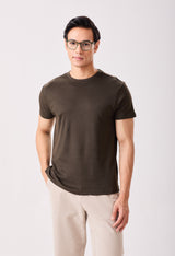 Olive Pima Cotton Crew Neck T-Shirt