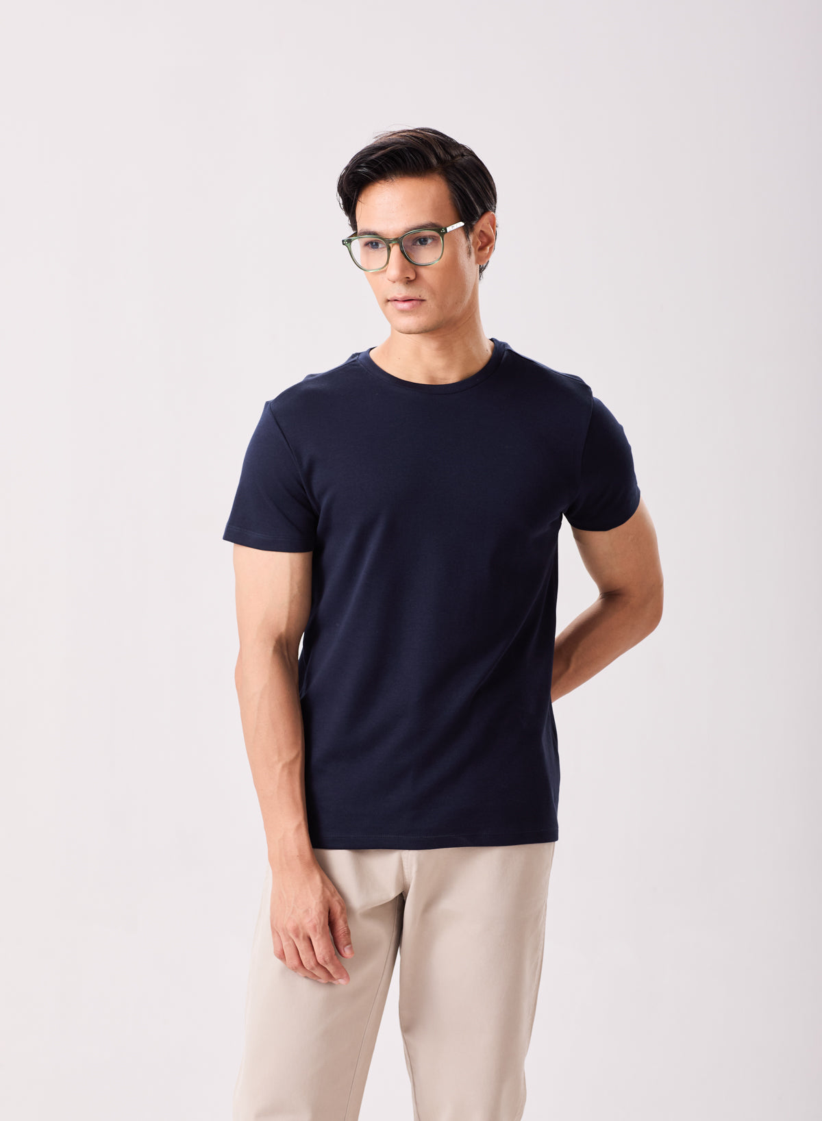 Navy Pima Cotton Crew Neck T-Shirt