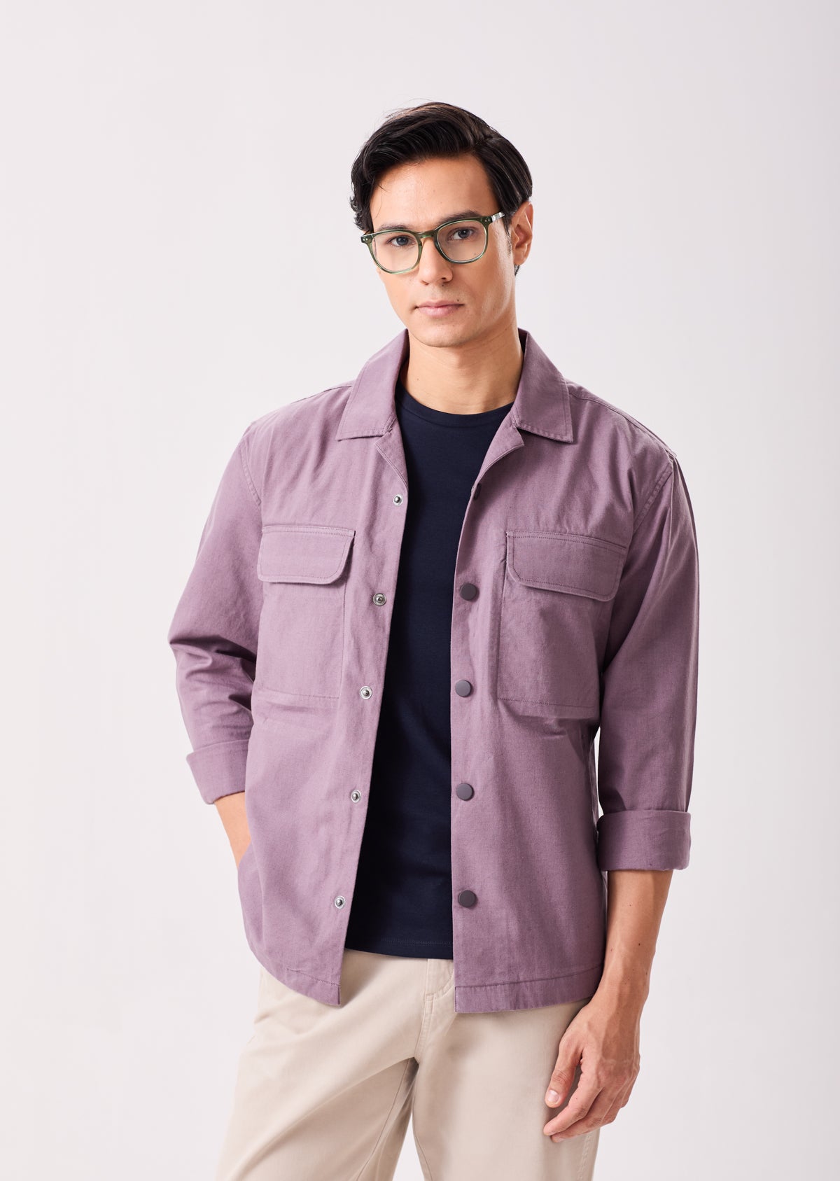 Lavender Linen Blend Utility Shacket