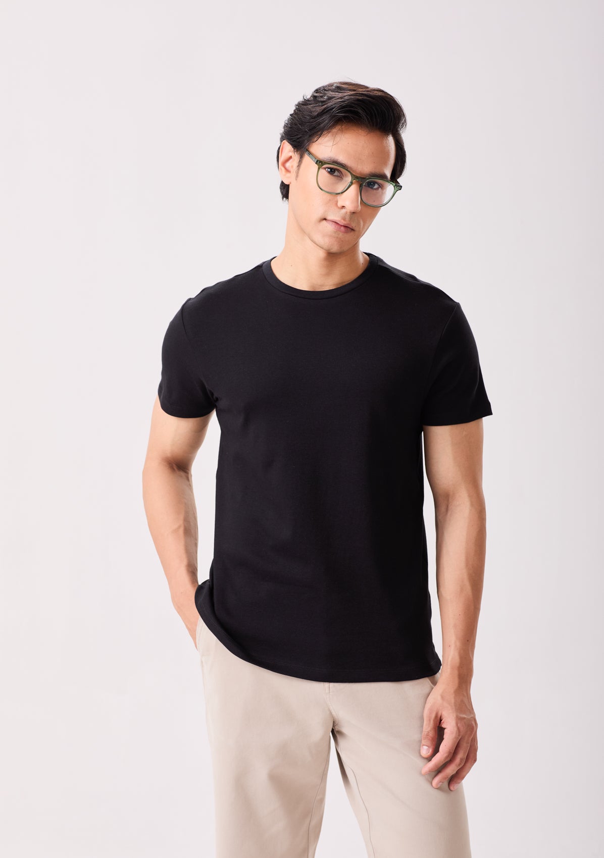 Black Pima Cotton Crew Neck T-Shirt