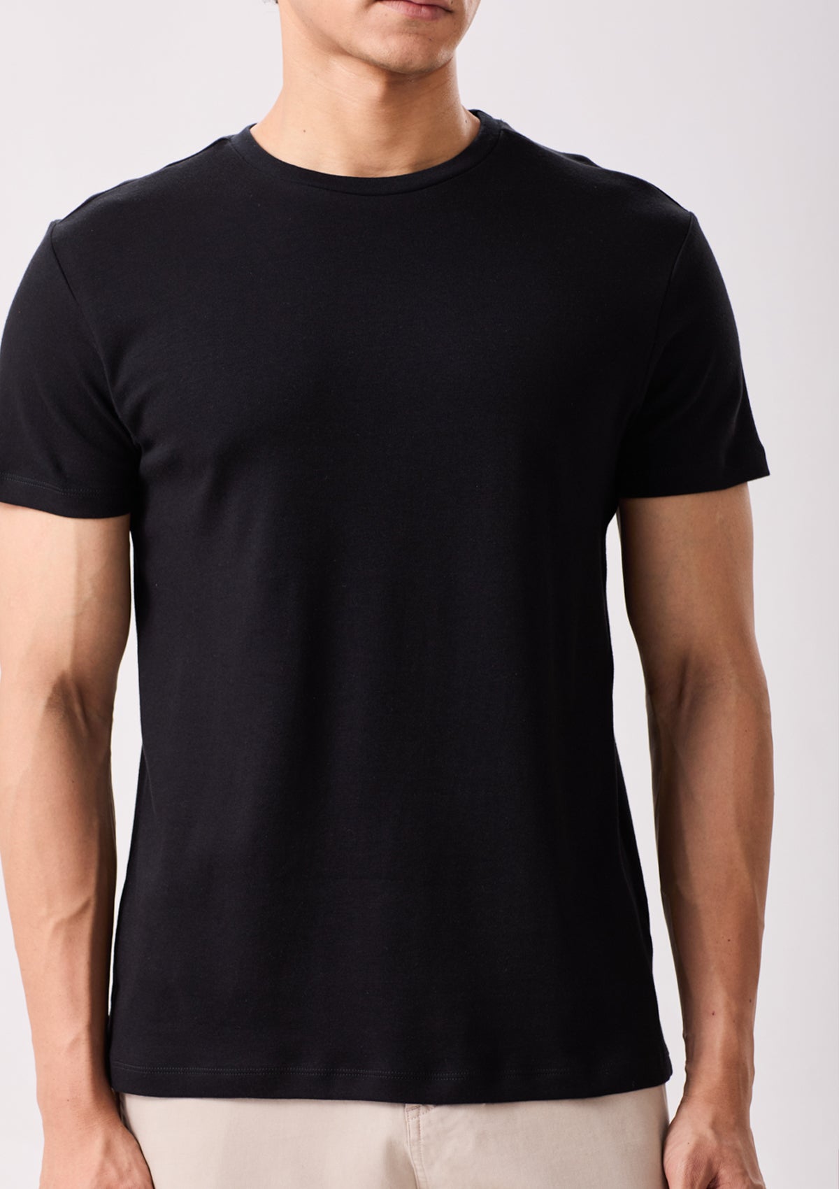 Black Pima Cotton Crew Neck T-Shirt – MH&Y - Main Image