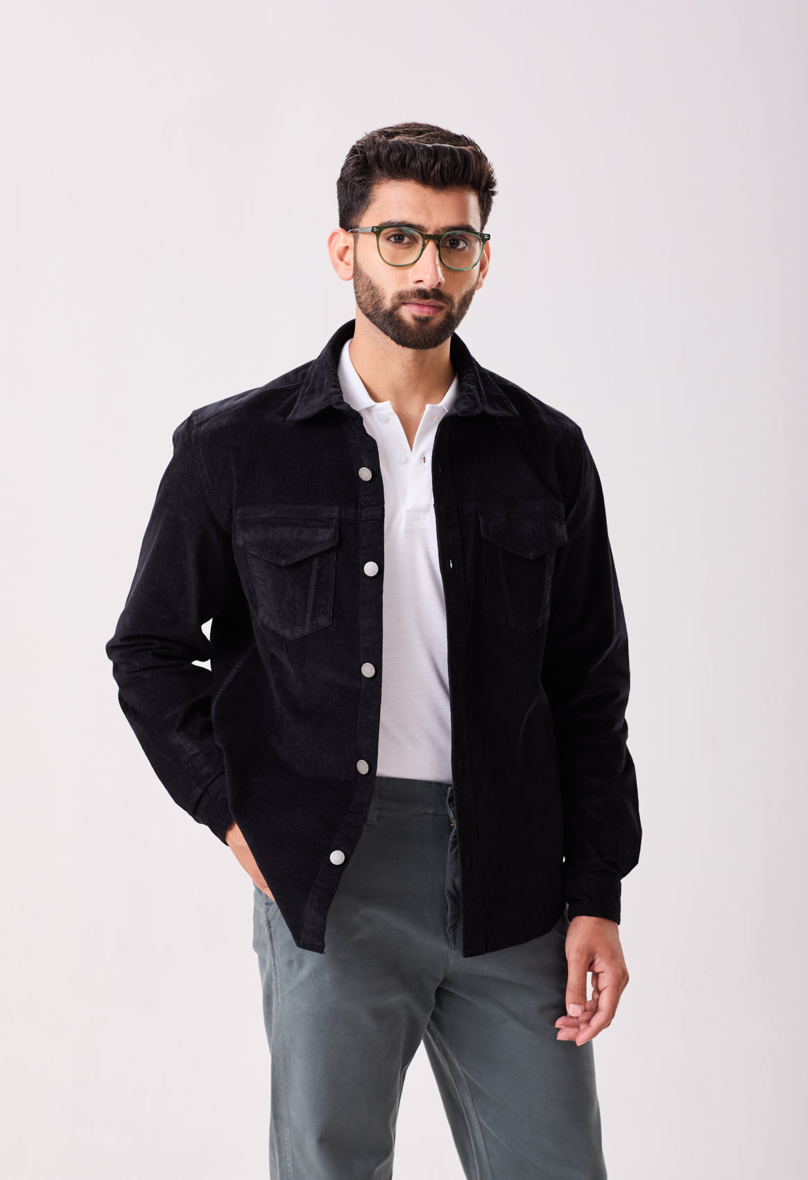 Black Corduroy Overshirt