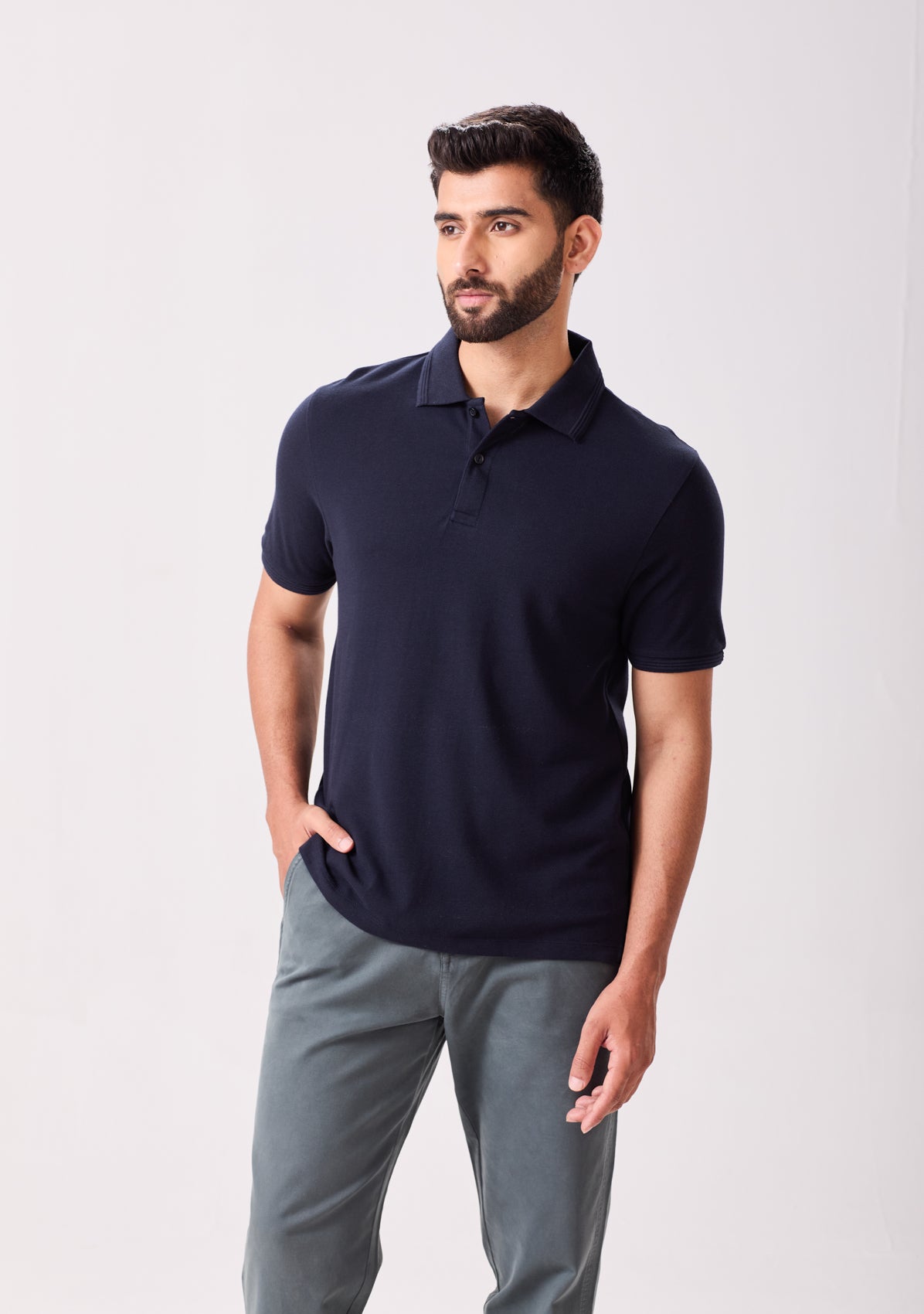 Navy Pima Cotton Polo Shirt