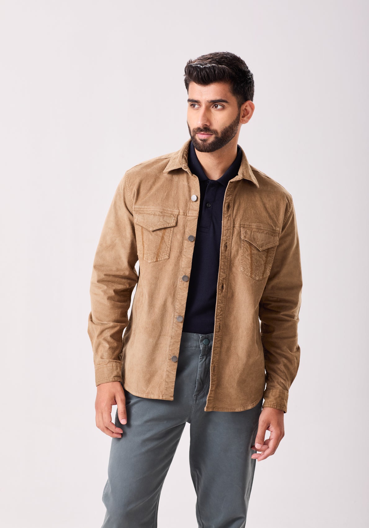 Khaki Corduroy Overshirt