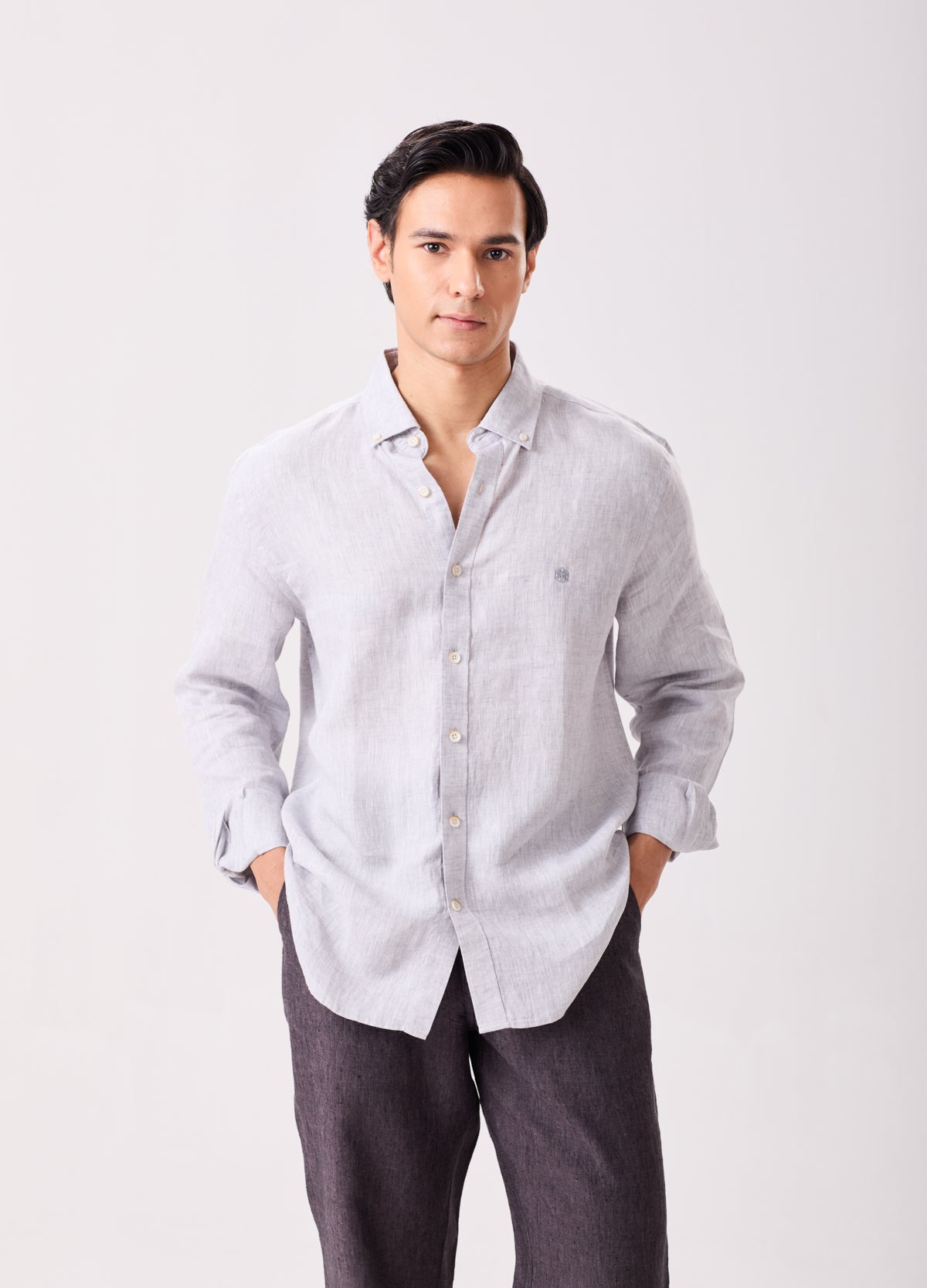Grey Luxe Linen Shirt