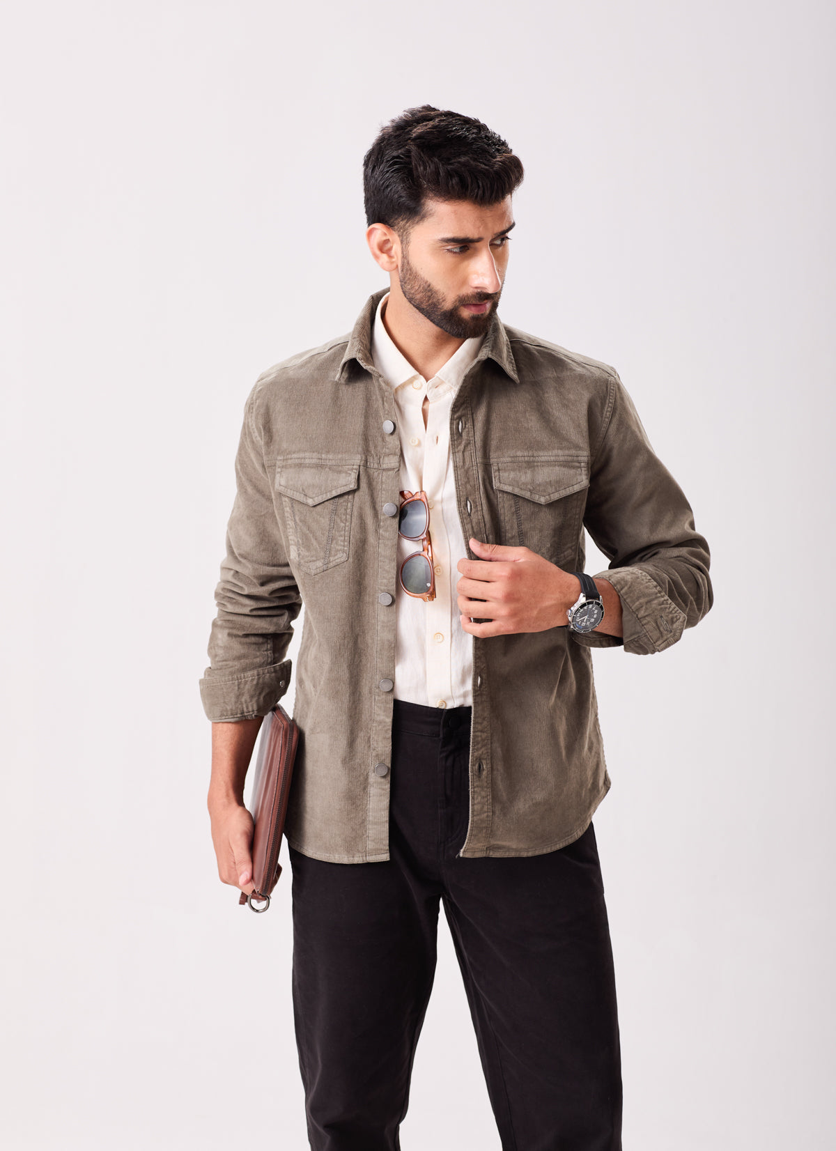 Olive Corduroy Overshirt