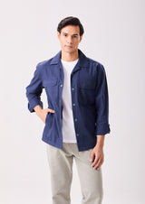 Navy Linen Blend Utility Shacket