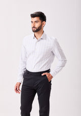 Grey Easy Iron Jacquard Checks Dress Shirt