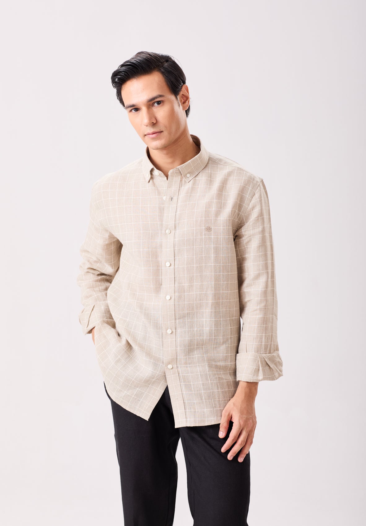 Windowpane Checks Linen Shirt