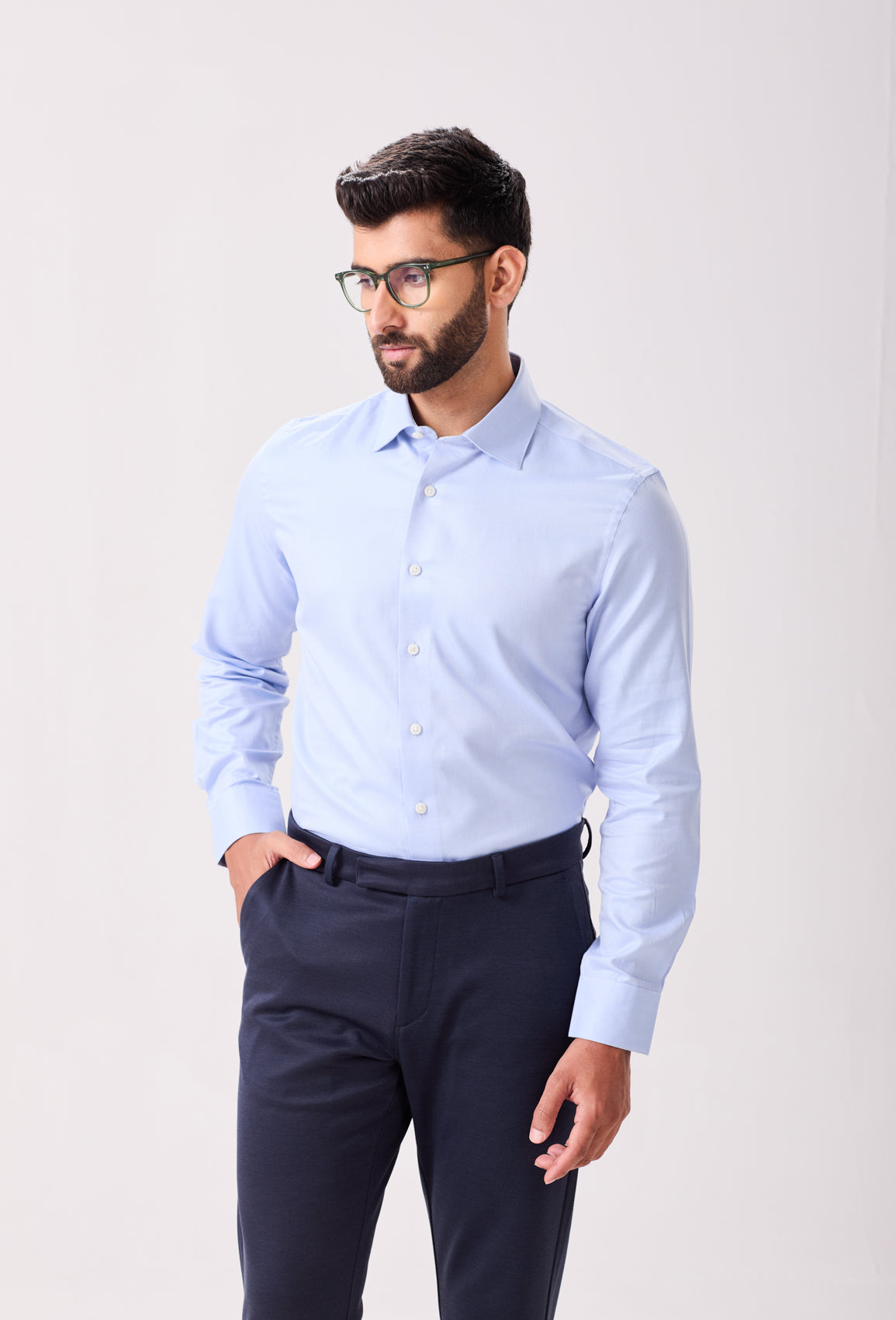 Blue Cotton Dobby Classic Shirt