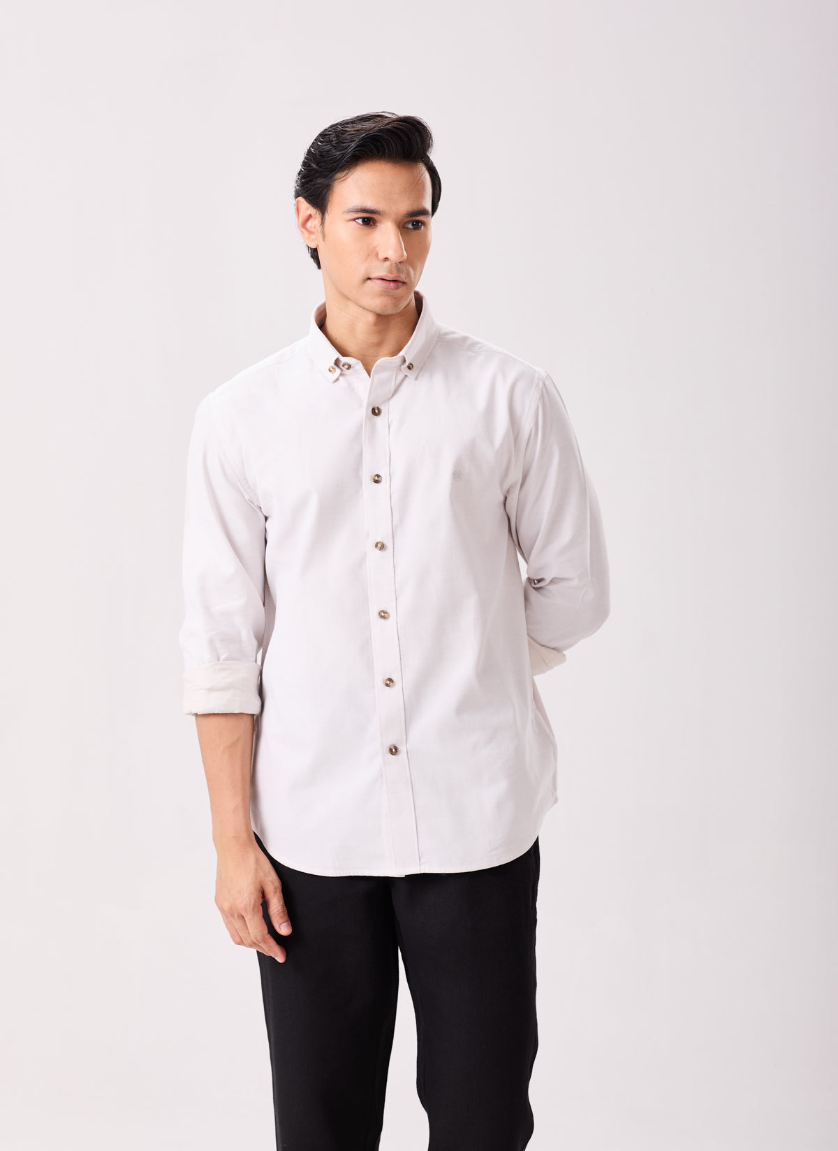 Beige Micro Corduroy Shirt