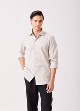 Beige Yarn-Dyed Tonal Stripe Shirt