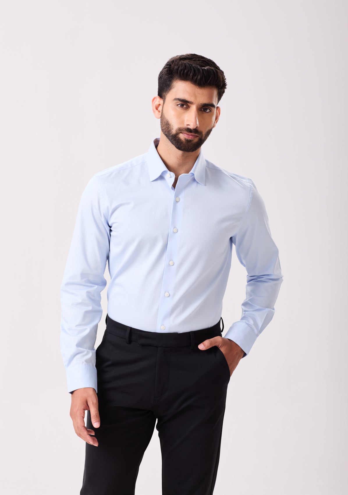 Powder Blue Cotton Twill Essential Shirt