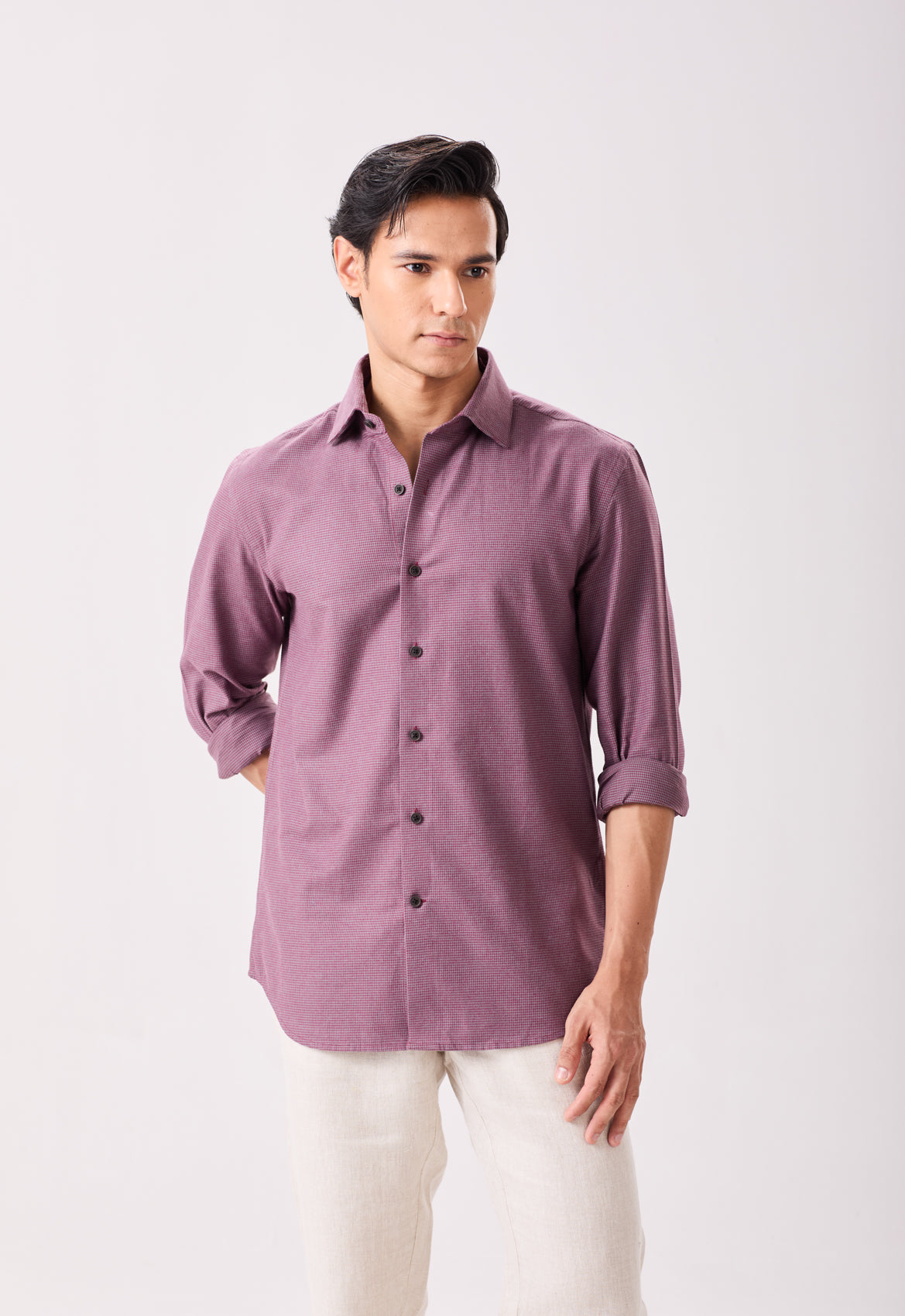 Maroon Puppytooth Checks Shirt