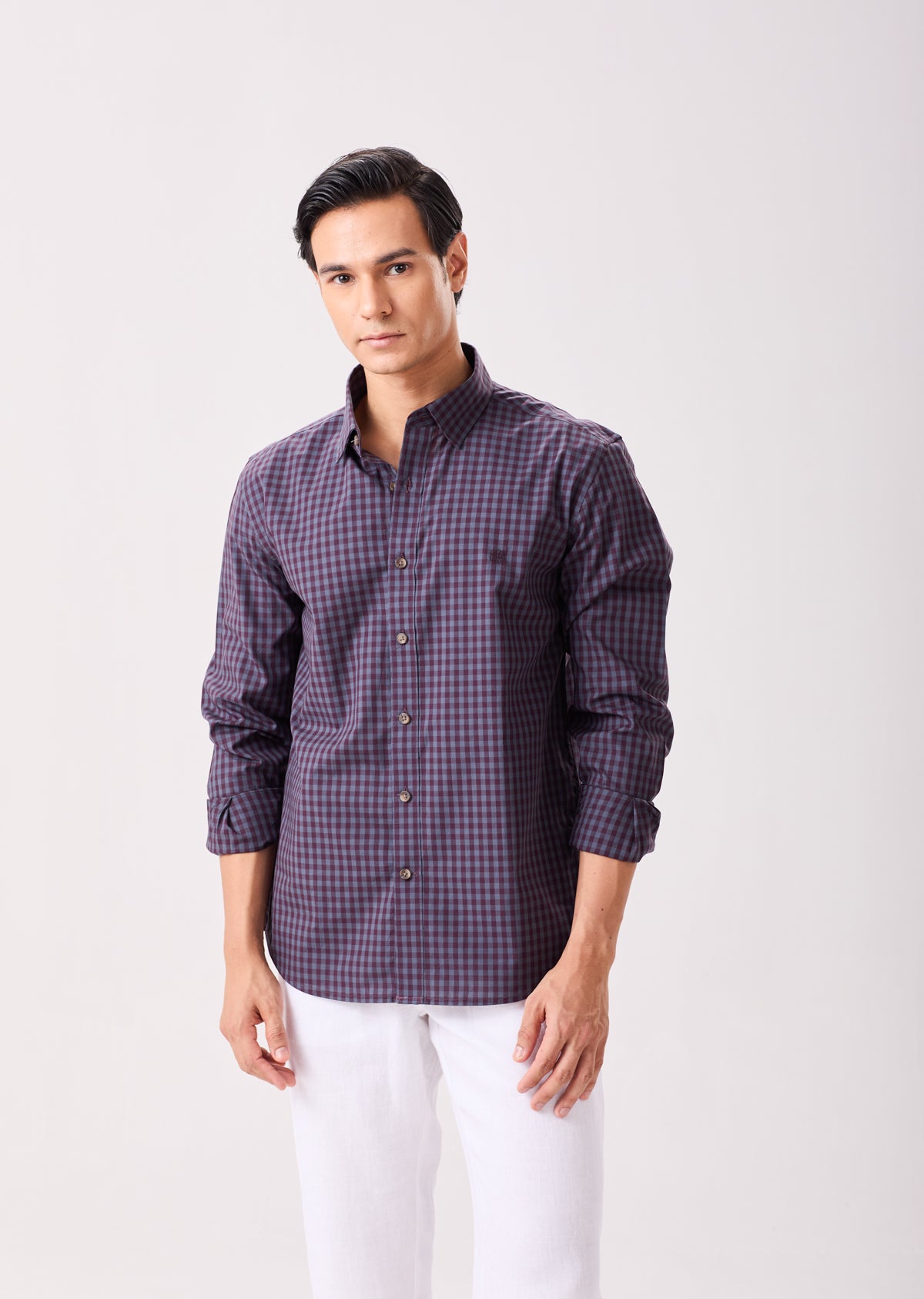 Wine Gingham Checks Shirt