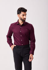 Wine Cotton Twill Essential Shirt