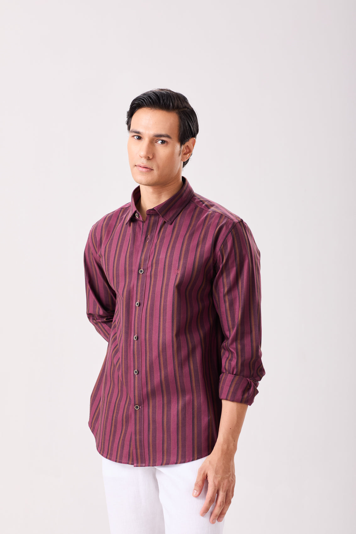 Wine Easy Iron Multi Stripes Shirt