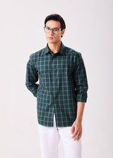 Green Windowpane Checks Casual Shirt
