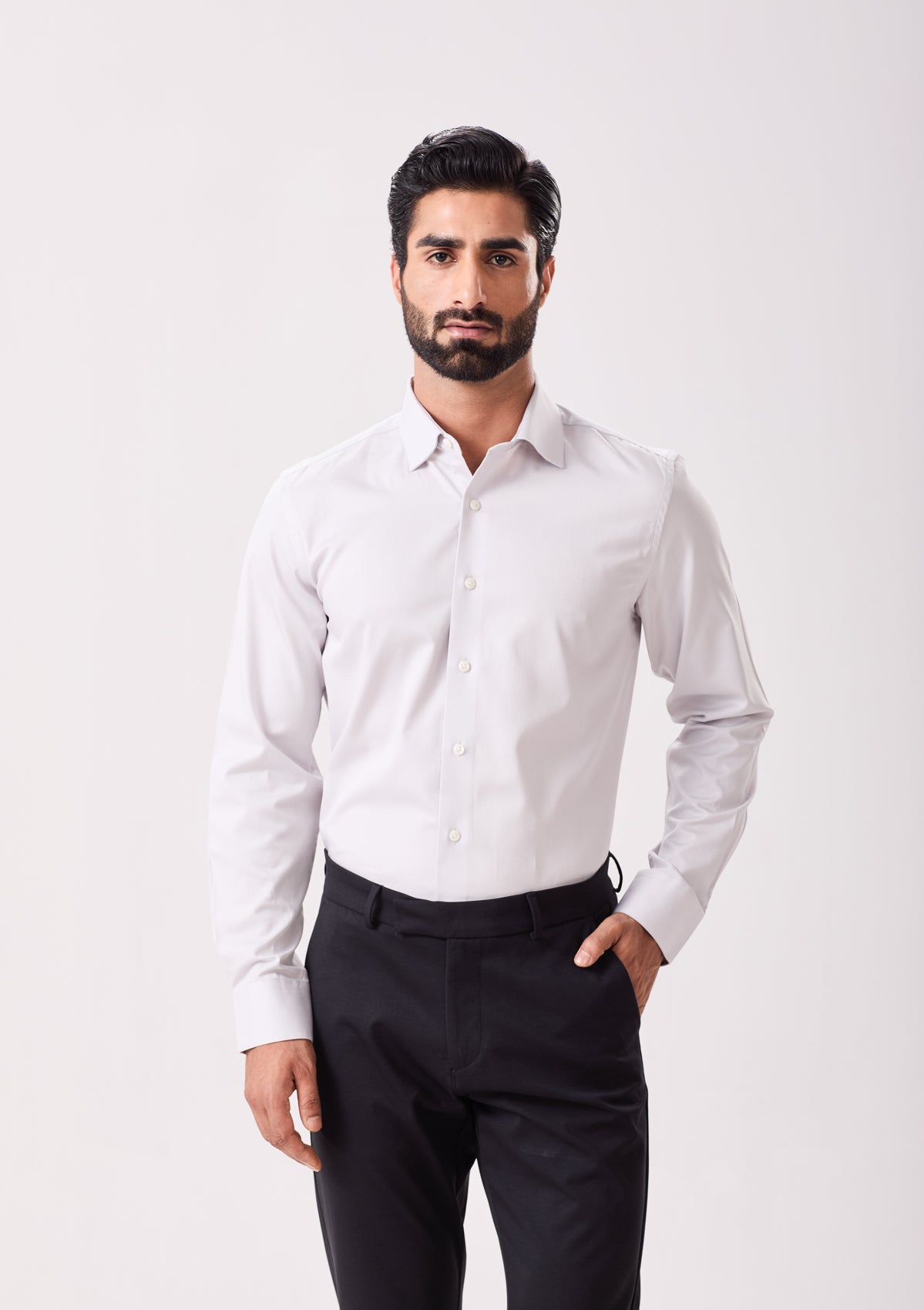Light Grey Cotton Twill Essential Shirt