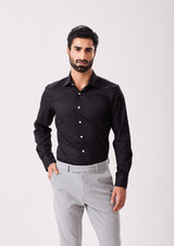 Black Cotton Twill Essential Shirt