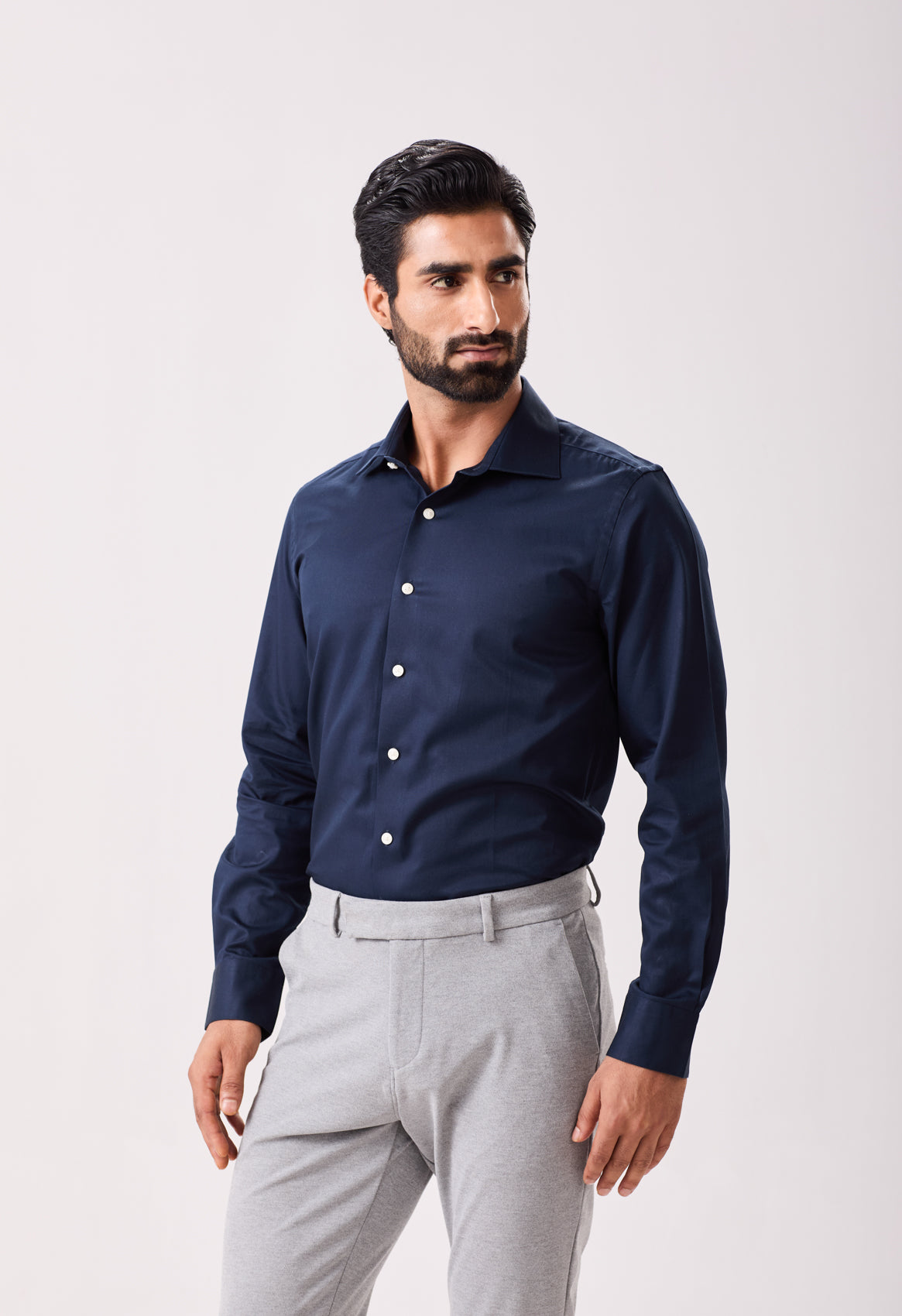 Navy Cotton Twill Essential Shirt