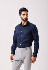 Navy Cotton Twill Essential Shirt
