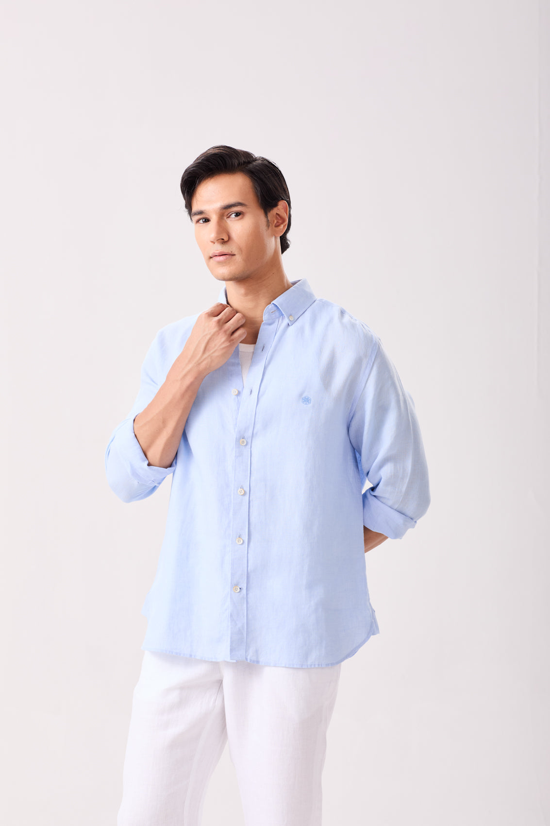 Sky Blue Luxe Linen Shirt