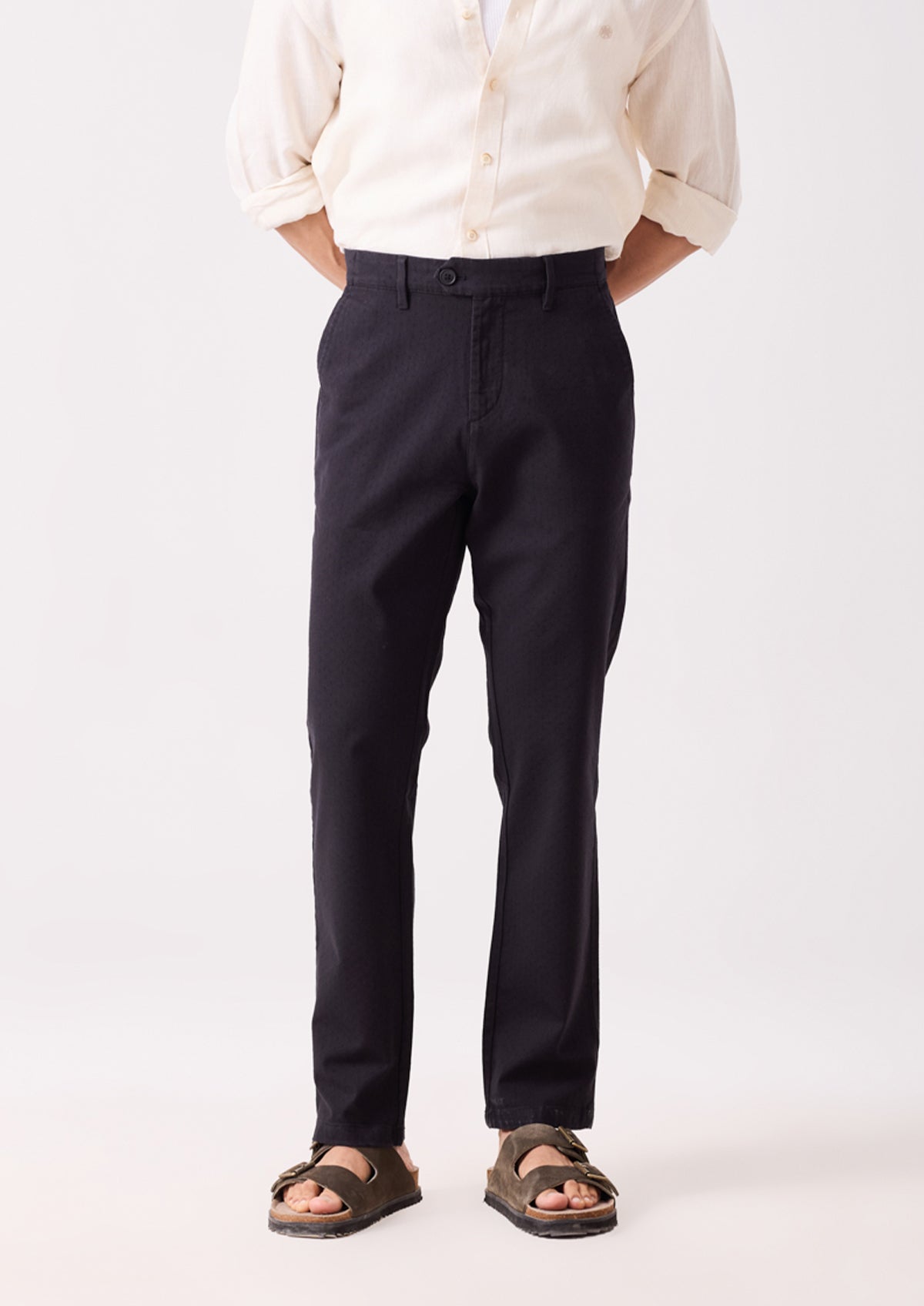 Black Everyday Essential Cotton Dobby Chino