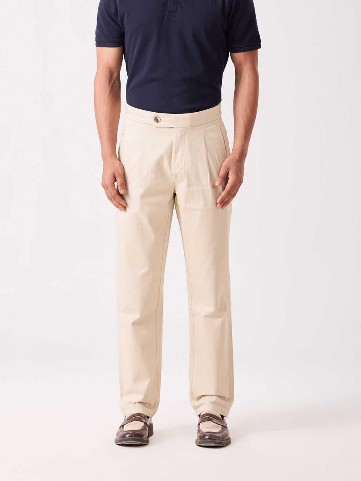 Honey Beige Napoli Pleated Trouser