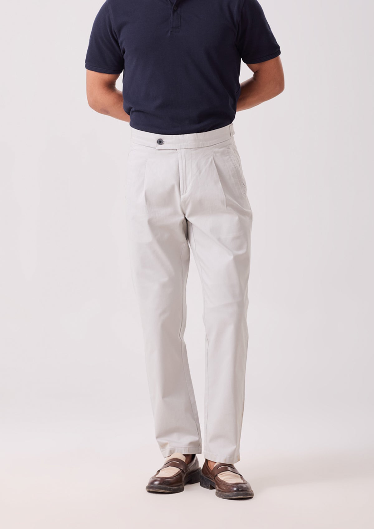 Ash Grey Napoli Pleated Trouser