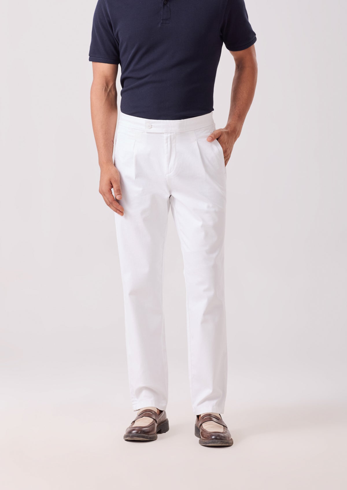 White Napoli Pleated Trouser