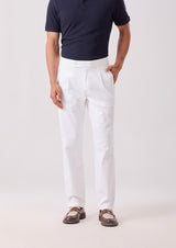 White Napoli Pleated Trouser