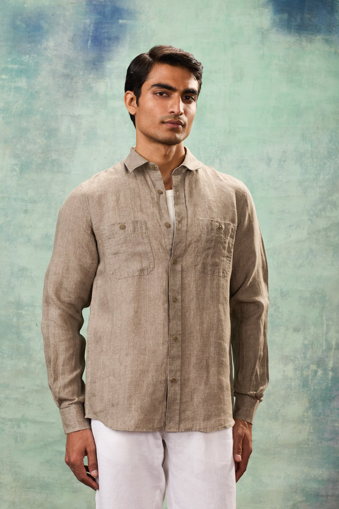 Beige Full Sleeve Safari Shirt