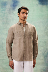 Beige Full Sleeve Safari Shirt