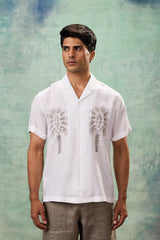 White Half Sleeve Resort Collar Shirt