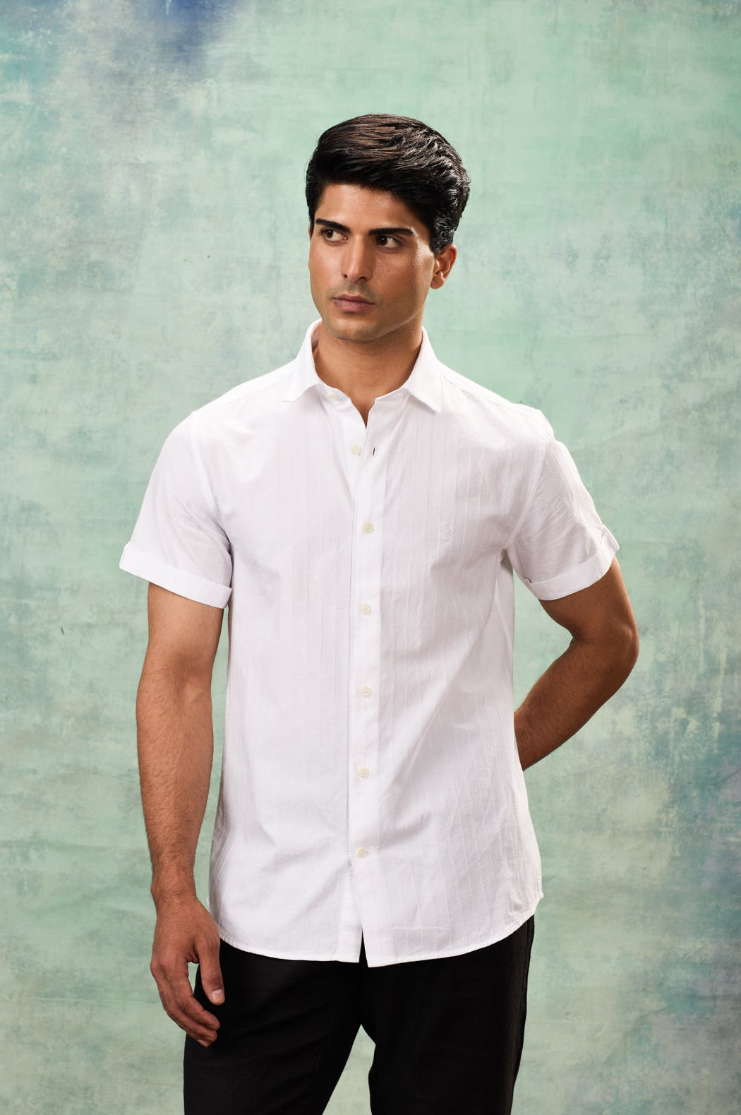 White Half Sleeve Cotton Shirt