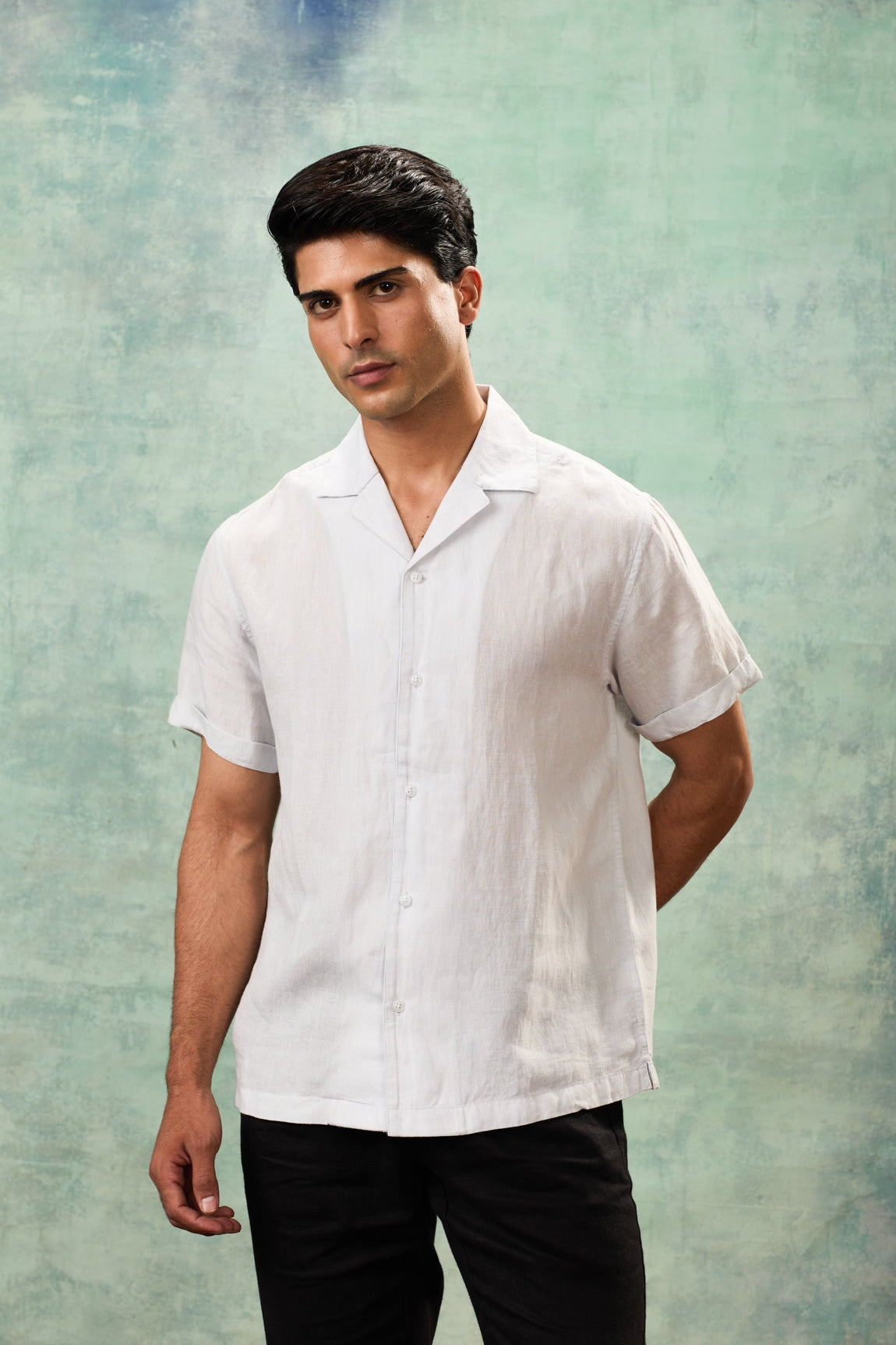 Grey Half Sleeve Resort Collar Shirt
