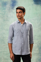 Blue Full Sleeve Safari Shirt