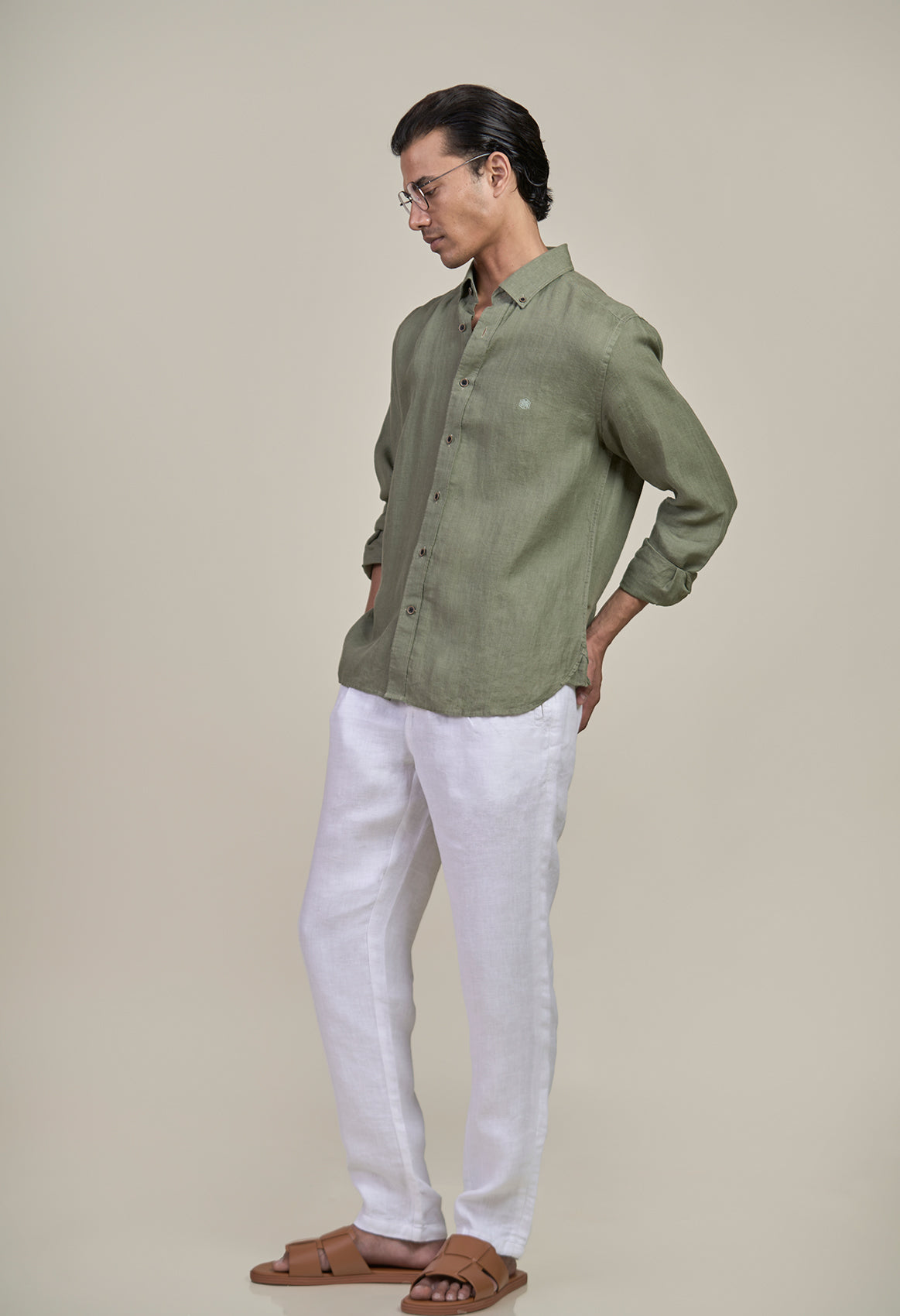 Olive Luxe Linen Shirt