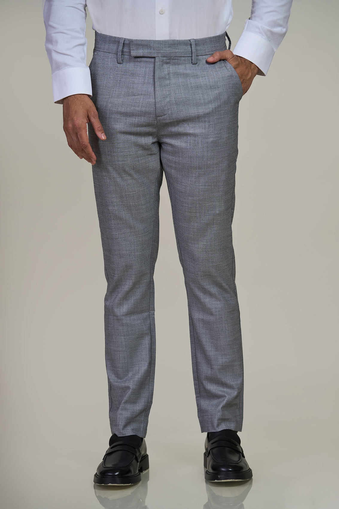 Grey Easy Iron Formal Trousers